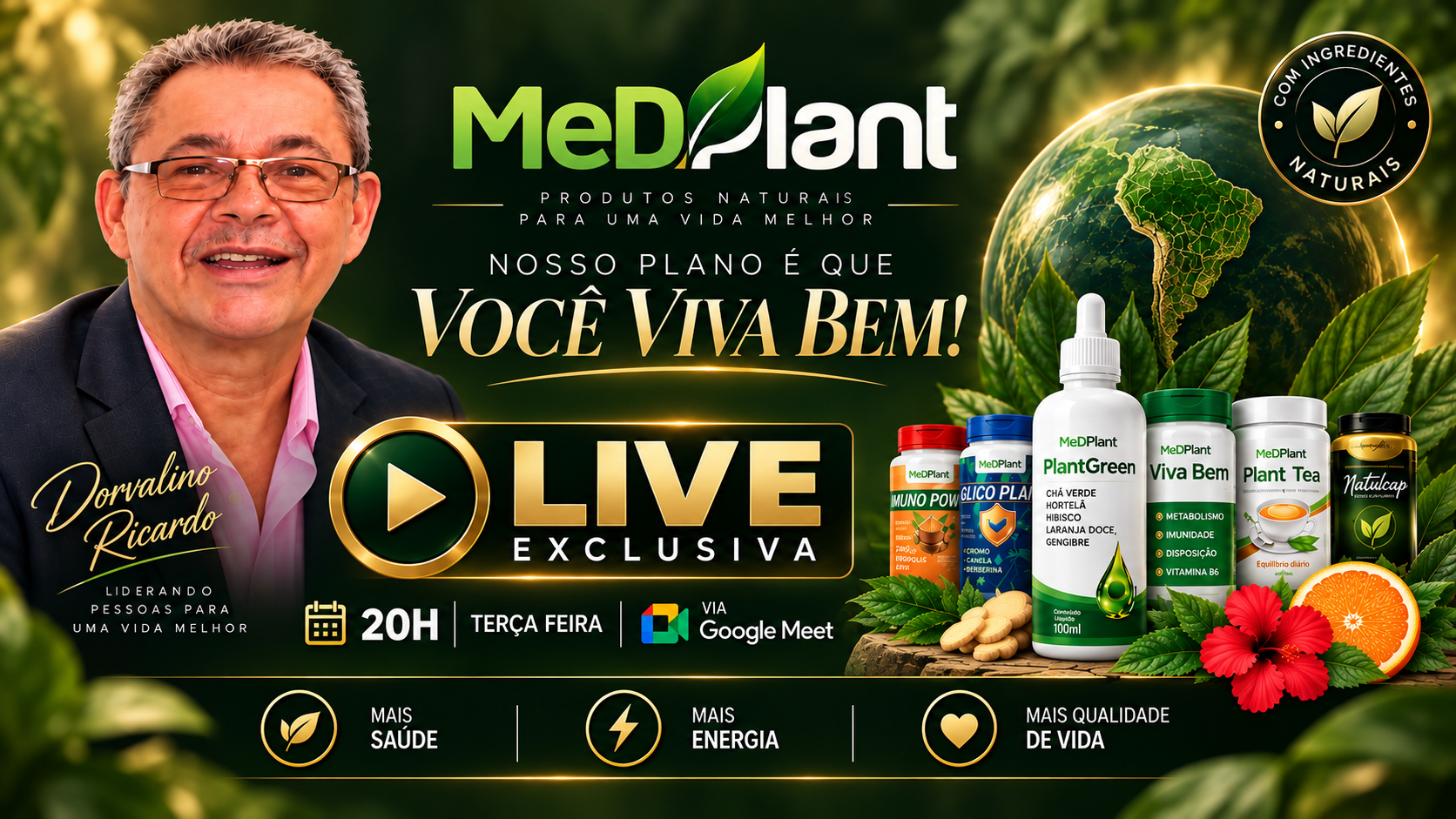 Dorvalino Ricardo em arte da live exclusiva MED PLANT